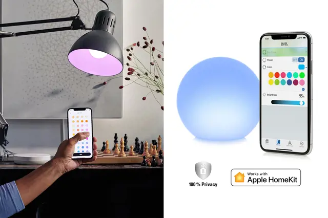 Le hub Dirigera avec l'application Ikea Home Smart offrira une gamme d'options et de fonctions numériques (à gauche).  Le Eve Flare design et facile à transporter de la société allemande Eve (à droite)