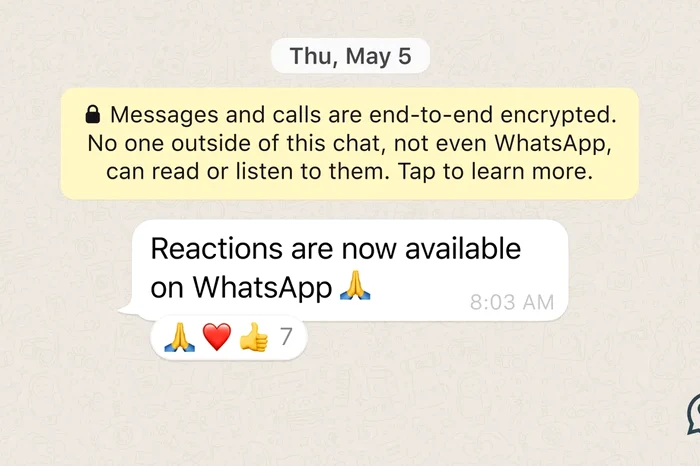 WhatsApp apporte des réactions emoji / Source : WhatsApp Blog